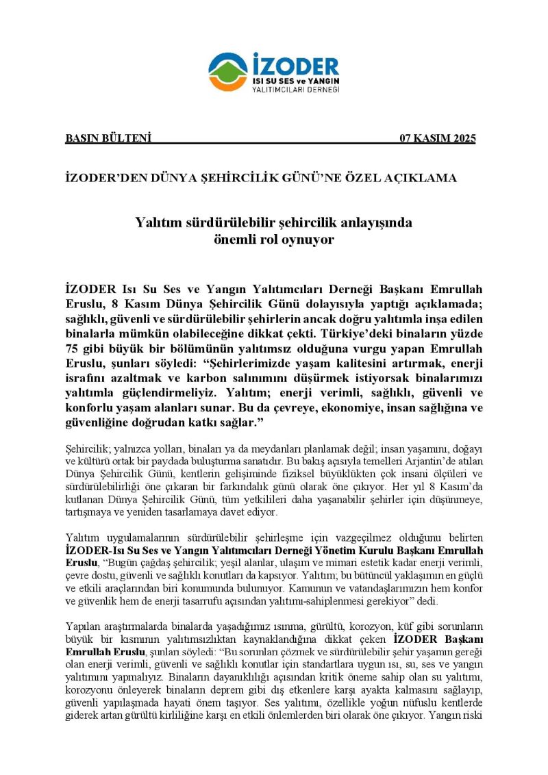 Dünya Şehircilik Günü Bülteni